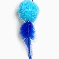 Дразнилка - удочка &laquo;Мячик с перьями&raquo;. на деревянной палочке, цвет МИКС