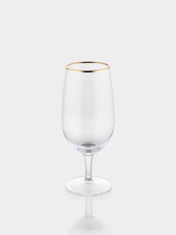 Набор бокалов для пива Magistro &laquo;Руно&raquo;, 550 мл, 6 шт., 20.1&times;6.3 см, на ножке, стекло, с золотой отводкой, прозрачный