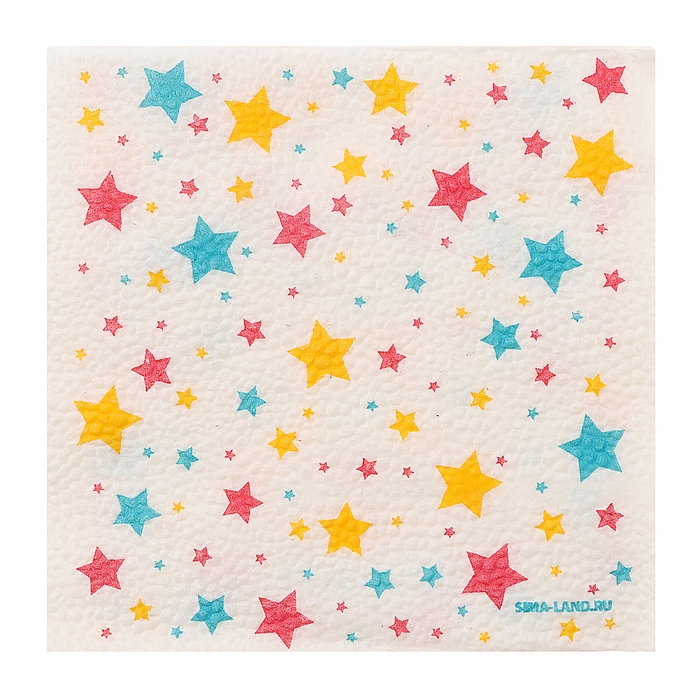 Салфетки бумажные однослойные "Звёзды" 24х24 см, набор 50 шт.
