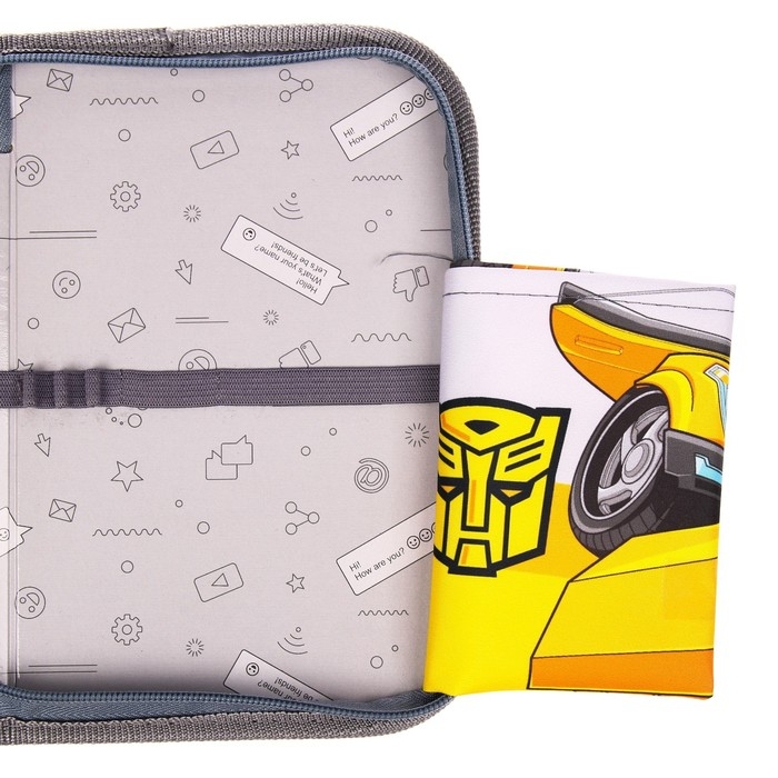 Пенал каркасный, 1 секция, 140х210х40 мм, откидной карман, тканевый, Трансформеры Пенал каркасный, 1 секция, 140х210х40 мм, откидной карман, тканевый, Трансформеры