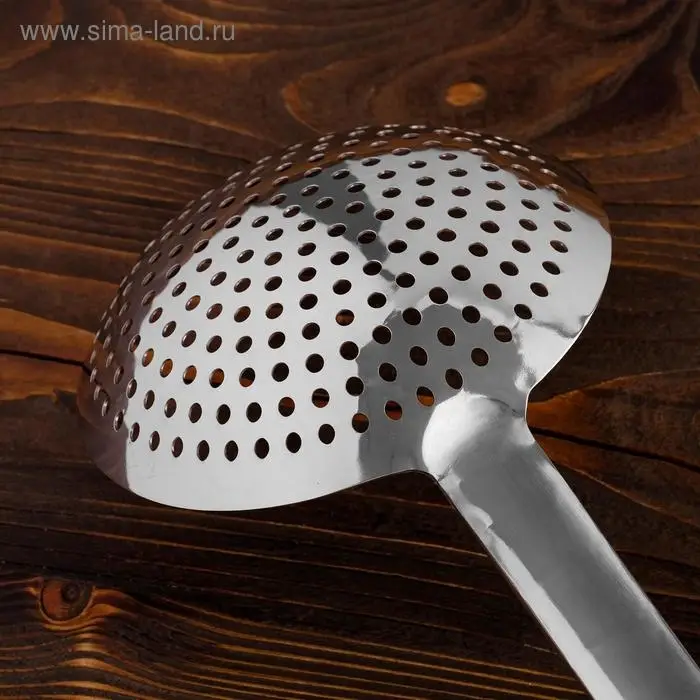 Шумовка для казана Шафран, 58 см, диаметр 16 см, узбекская, с деревянной ручкой, металл