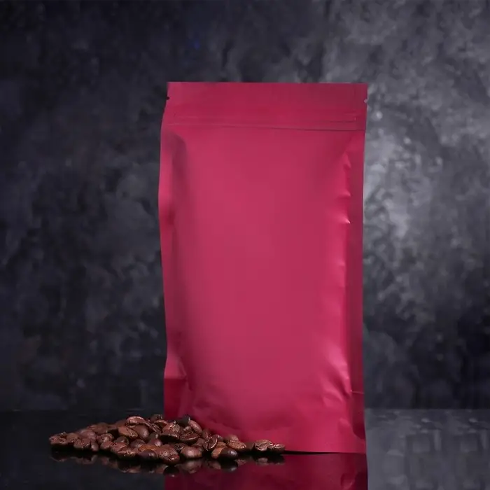 Пакет дой - пак, матовый, бордовый, 14×20×4 см