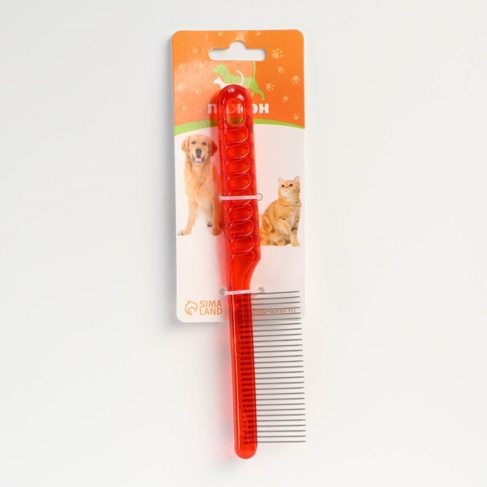 Расчёска для шерсти  Расчёска для шерсти "Пузырьки", прозрачная, 20 х 3,6 см, красная