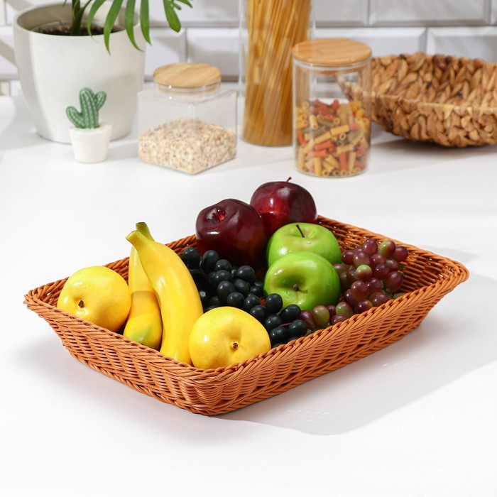 Корзина для продуктов Доляна, 40×29,5×7 см, цвет коричневый