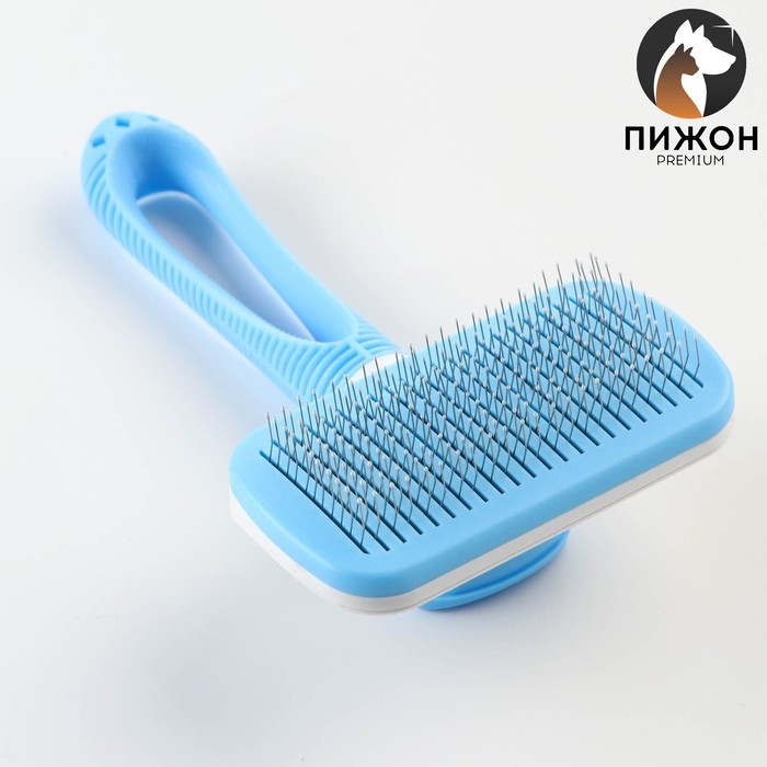 Пуходёрка с самоочисткой Пижон Premium, с каплями, облегчённая, 10 х 19 см, голубая Пуходёрка с самоочисткой Пижон Premium, с каплями, облегчённая, 10 х 19 см, голубая