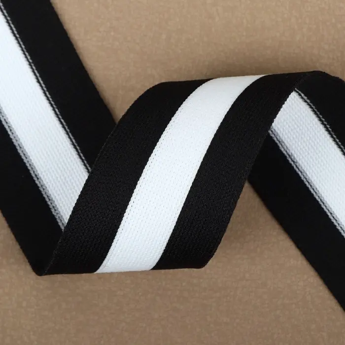 Тесьма трикотажная лампас 40 мм, 9.1&plusmn;0.5 м, чёрная, белая