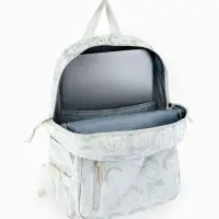 Рюкзак школьный на молнии, с карманами, с принтом, размер 29&times;11&times;40 см, белый