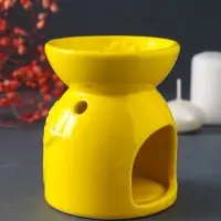 Аромалампа для эфирных масел &laquo;Стрекоза на цветке&raquo;, керамика, жёлтая, 7.2&times;7.2&times;8.3 см