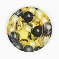 МП Тарелка одноразовая бумажная "Черное золото", шары, 18 см (10 шт.) МП Тарелка одноразовая бумажная "Черное золото", шары, 18 см (10 шт.)