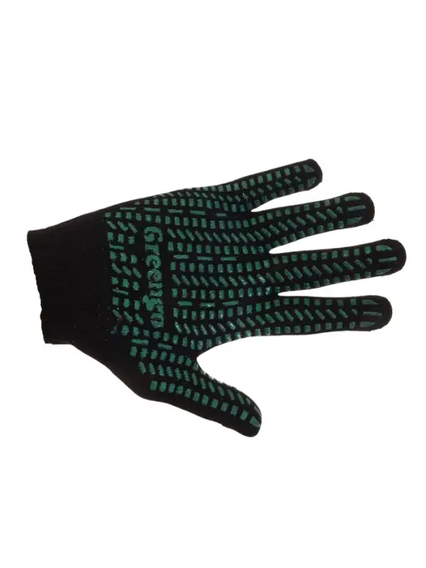 Перчатки садовые, хб, вязка 10 класс, 4 нити, размер 9, с ПВХ точками, чёрные, Greengo