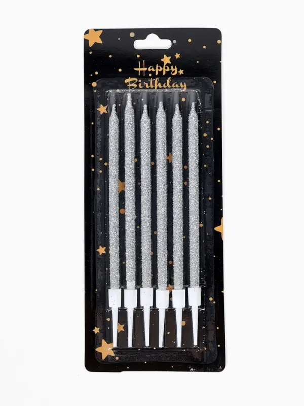 Свечи для торта "Твой день", набор 6 штук серебро