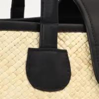 Сумка плетёная на застёжке из пандана, 41&times;16&times;50 см, бежево-чёрная