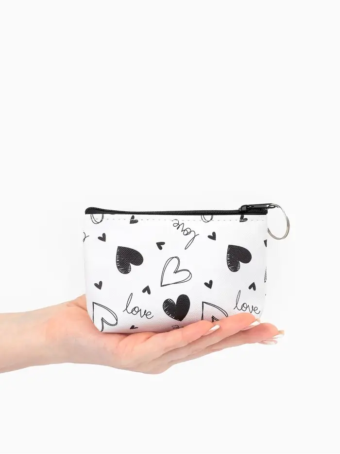 Кошелёк-монетница на молнии, 12&times;3.5&times;9 см, белый