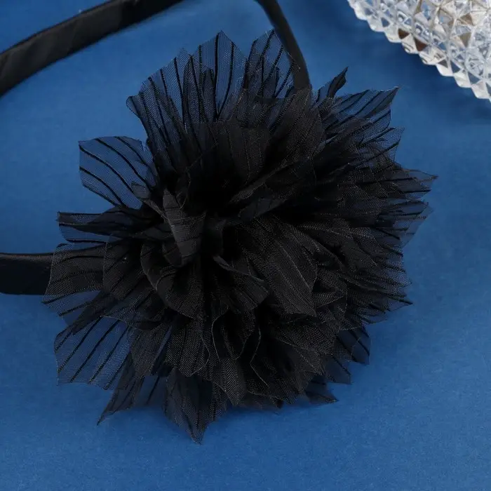 Ободок для волос «Школьница», галант полоски, d=10 см, 1 см, чёрный Ободок для волос «Школьница», галант полоски, d=10 см, 1 см, чёрный