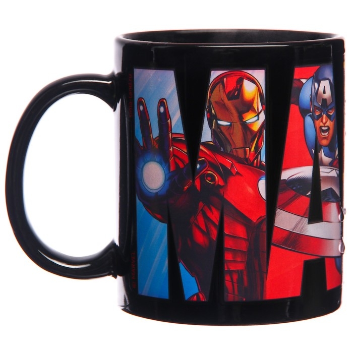 Кружка-хамелеон, черная, 330 мл  Кружка-хамелеон, черная, 330 мл "Супер-герои", Мстители