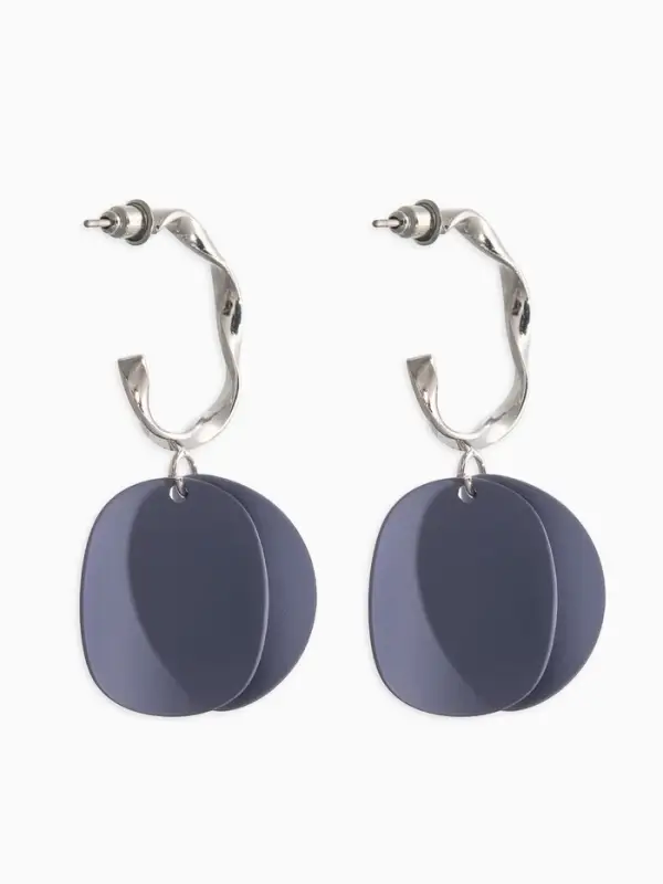 Серьги &laquo;Лепесточки на кольце&raquo;, серые в серебре