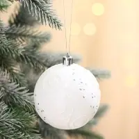 Ёлочные шары &laquo;Ажурные завитки&raquo;, d=8 см, набор 6 шт., белые
