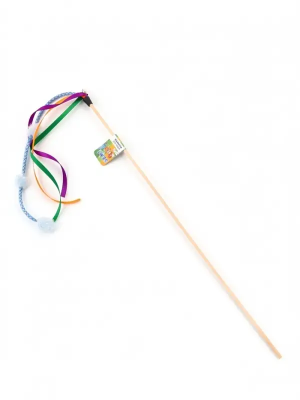 Дразнилка - удочка &laquo;Салют из норки c ленточками&raquo;, на деревянной палочке