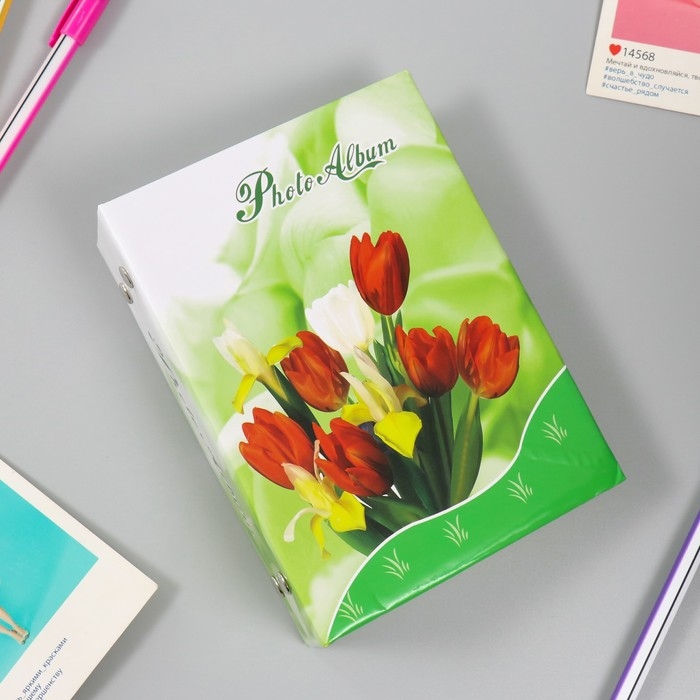 Фотоальбом на 100 фото 10х15 см Фотоальбом на 100 фото 10х15 см "Цветы" МИКС 16,5х12х5 см
