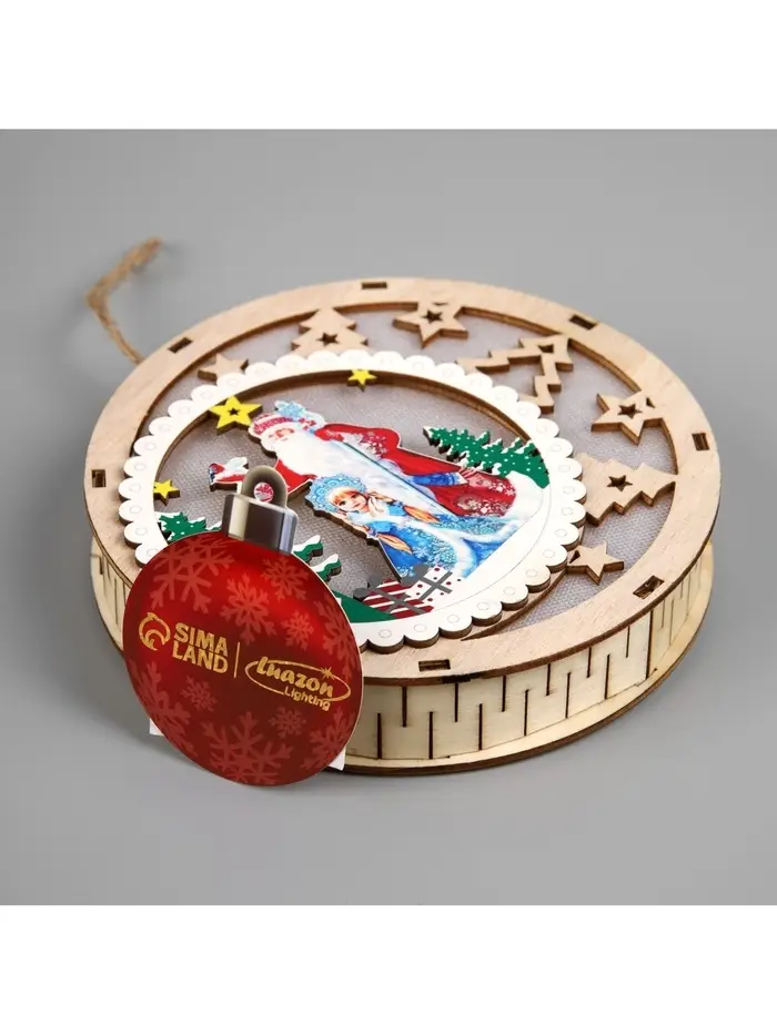 Подвеска световая &laquo;Дед Мороз и Снегурочка&raquo;, 15&times;3 см, 6 LED, от батареек АААx2, свечение тёплое белое
