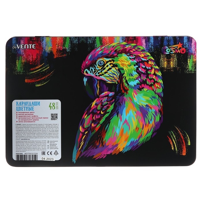 Карандаши 48 цветов, deVENTE Trio Mega Soft, трёхгранный корпус, 4M, 3 мм, металлическая подарочная коробка