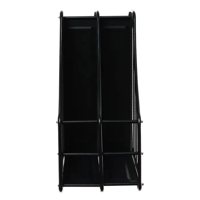 Лоток для бумаг вертикальный, металлическая сетка, 2 отделения, чёрный