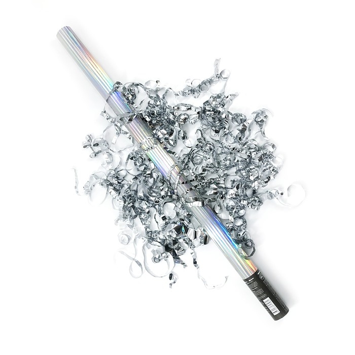 Пневмохлопушка &laquo;Голография&raquo;, серебряный серпантин, 80 см