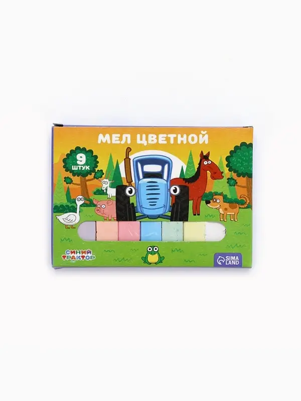 Мелки цветные школьные 9 шт. «Синий трактор», прямоугольные Мелки цветные школьные 9 шт. «Синий трактор», прямоугольные