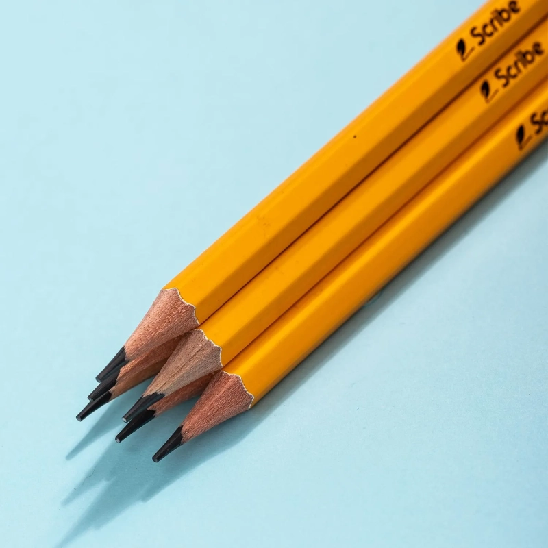 Карандаш чернографитный Deli Scribe HB 6-гр, с ластиком, желтый EC003-HB