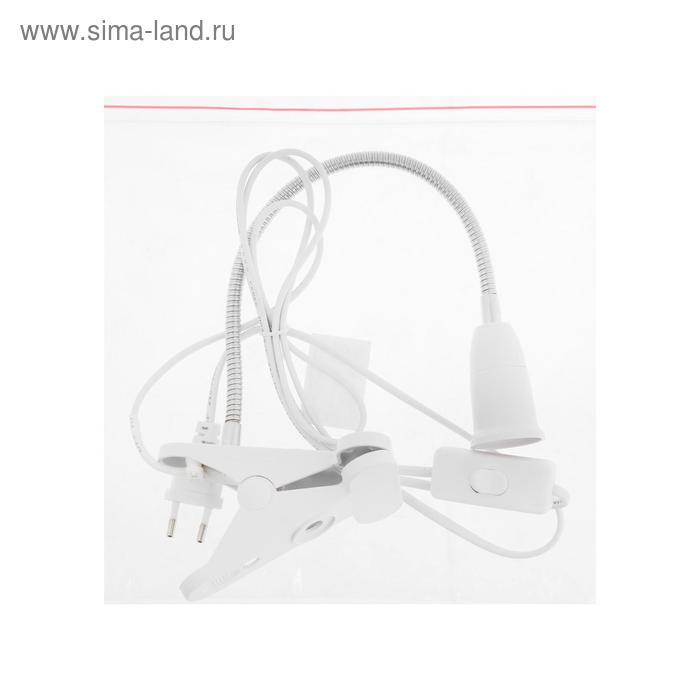 Патрон на гибкой ножке под лампу E27, 30 см, с выкл., белый, 220В Патрон на гибкой ножке под лампу E27, 30 см, с выкл., белый, 220В