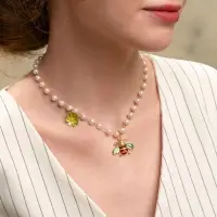 Колье на жемчужной дорожке &laquo;Пчёлка&raquo;, цветная в золоте, 40 см