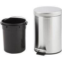 Ведро мусорное стальное 3л кругл серебр с пед и крышк матов 190х260мм_3L-NN