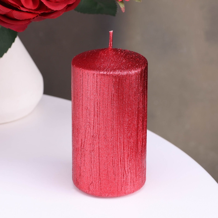 Свеча - цилиндр Свеча - цилиндр "Винтаж", 5х10 см, красная