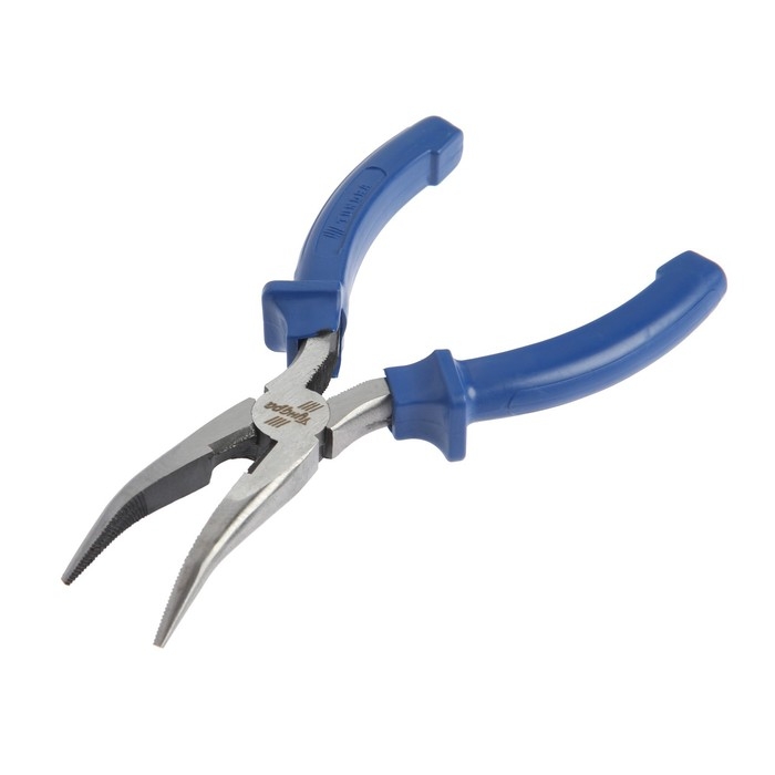 Длинногубцы изогнутые ТУНДРА, CrV, шлифованные, пластиковые рукоятки, 160 мм Длинногубцы изогнутые ТУНДРА, CrV, шлифованные, пластиковые рукоятки, 160 мм