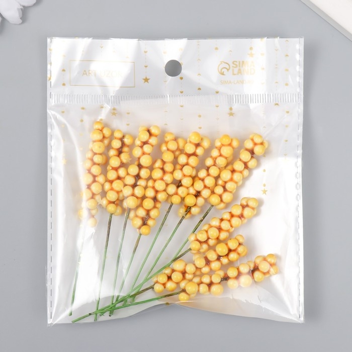 Декор для творчества Декор для творчества "Веточка с ягодами" жёлтый набор 10 шт 1х1х9 см