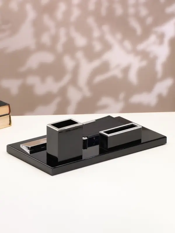 Набор настольный канцелярский 4 в 1 с визитницей, МИКС