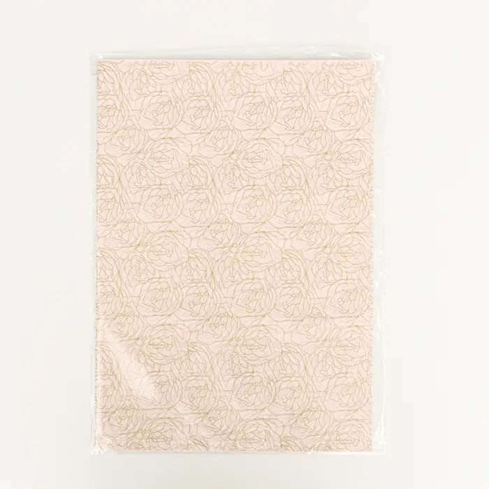 Бумага упаковочная тишью, «Цветы», 50 см × 70 см 17 грамм, розовая