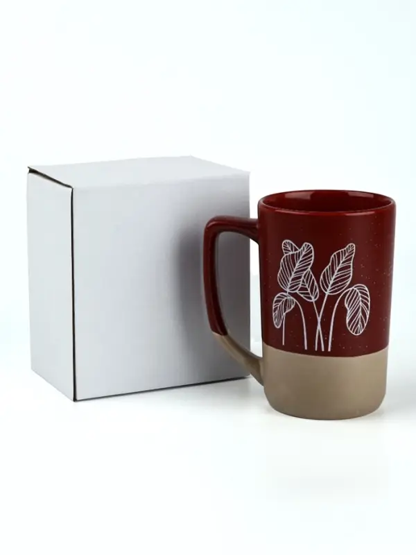 Кружка чайная керамическая &laquo;Листья&raquo;, 500 мл, ручная работа