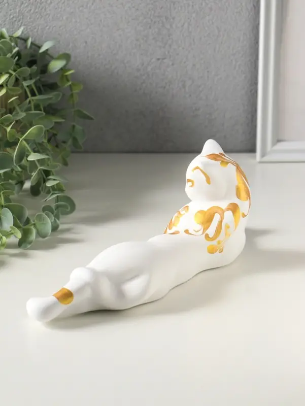 Фигура керамика &laquo;Кошка Багира лежит&raquo;, 26 см, белый