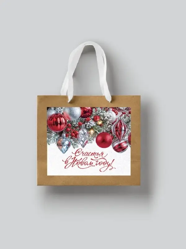 Пакет подарочный крафтовый с пластиковым окном «Счастья», 24×20×11 см