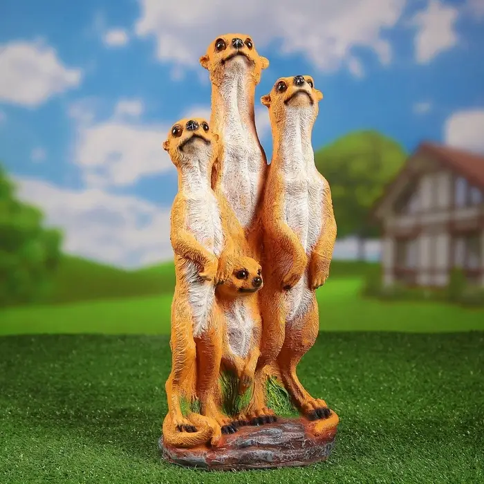 Садовая фигура из полистоуна &laquo;Сурикаты четвёрка&raquo;, 46&times;17&times;20 см