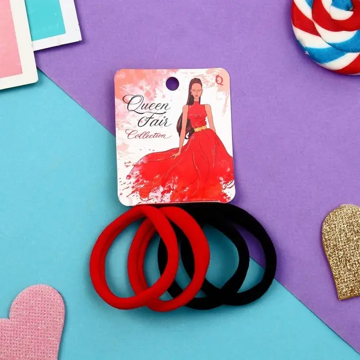 Резинка для волос Резинка для волос "Амелия" (набор 4 шт) изысканность, 4 см, красный чёрный