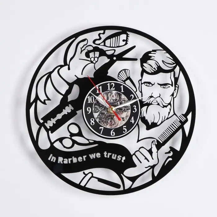 Часы настенные интерьерные &laquo;Барбершоп&raquo;, бесшумные, плавный ход, 30&times;30 см, от батарейки 1&times;АА