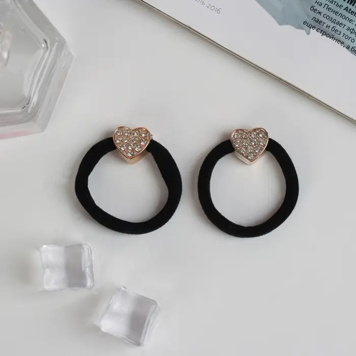 Резинка для волос Резинка для волос "Блестящая сказка" (набор 2 шт) сердце, 4,5 см