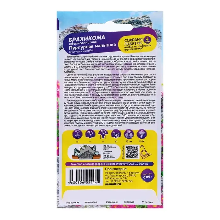 Семена Брахикома  Семена Брахикома "Пурпурная малышка", ц/п,  0,05 гр.