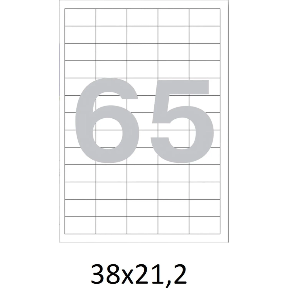 Этикетки самоклеящиеся кауч.к 38х21,2 65шт/л А4(100л/уп)
