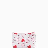 Кошелёк-монетница на молнии, 12&times;3.5&times;9 см, белый/красный