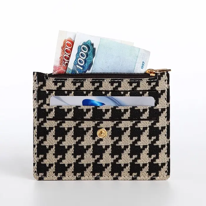 Картхолдер с монетницей на молнии, бежевый