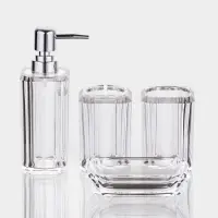 Набор для ванной "Кристалл" 4 предмета (дозатор, 2 стакана, мыльница)