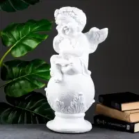 Фигурка гипс &laquo;Ангел со скрипкой улыбчивый&raquo;, белый, 26&times;21&times;46 см